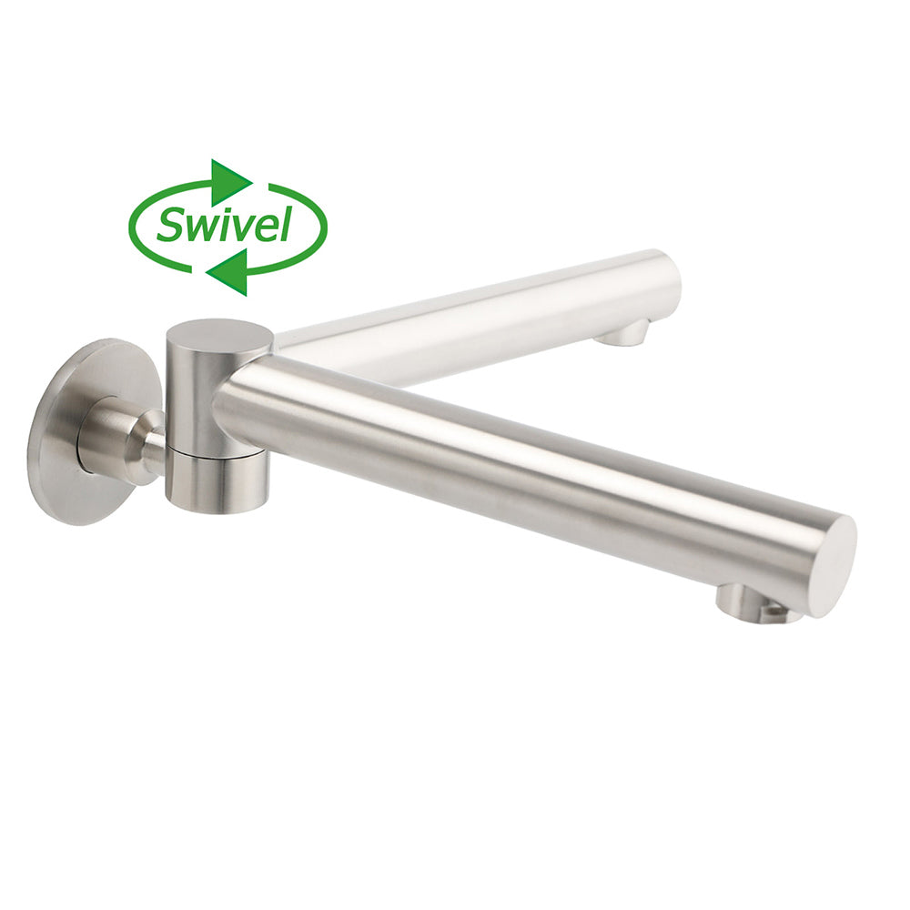 Brushed Nickel Round Basin Wall Mounted Faucet Outlet 180 Swivel Vanity Bathtub Spout