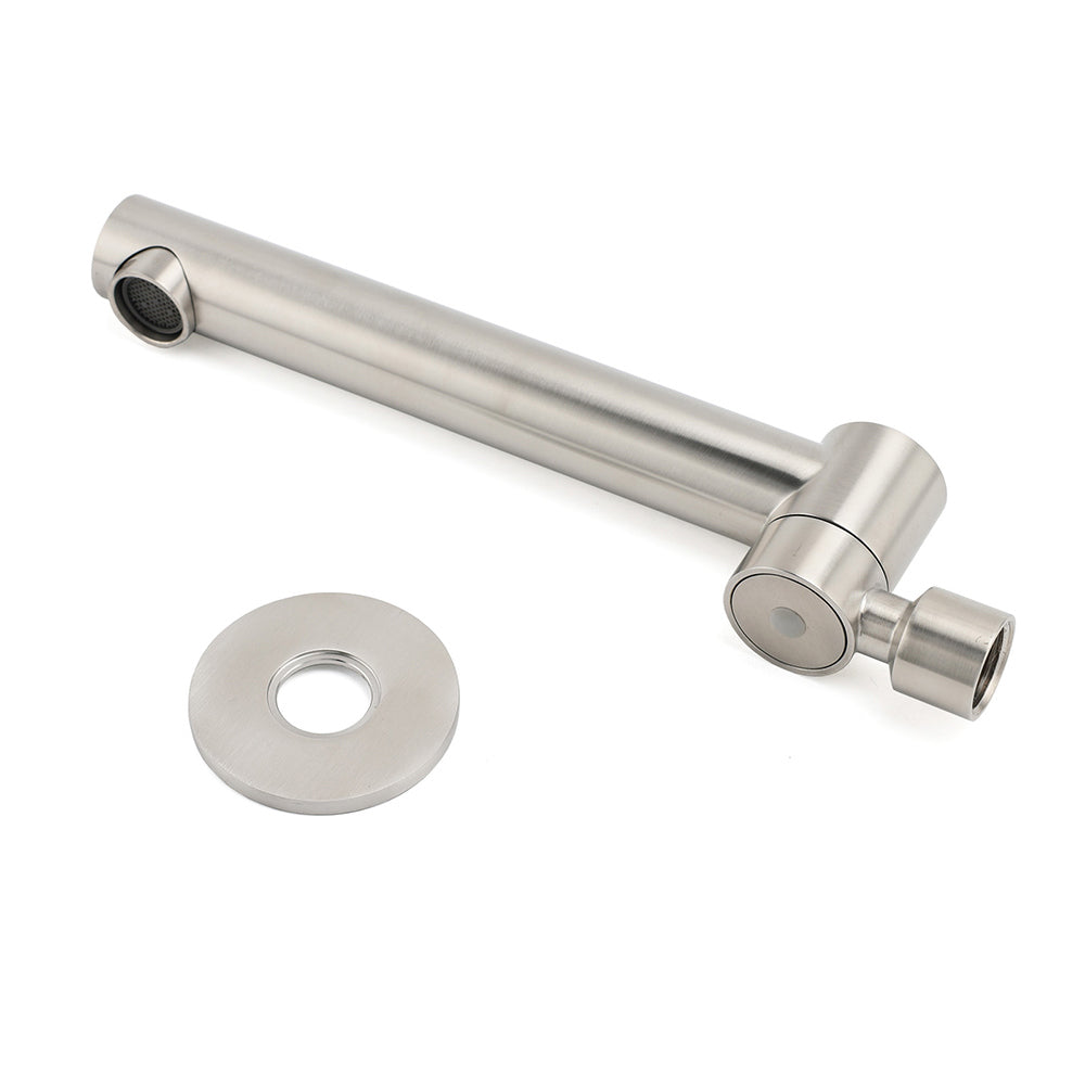 Brushed Nickel Round Basin Wall Mounted Faucet Outlet 180 Swivel Vanity Bathtub Spout