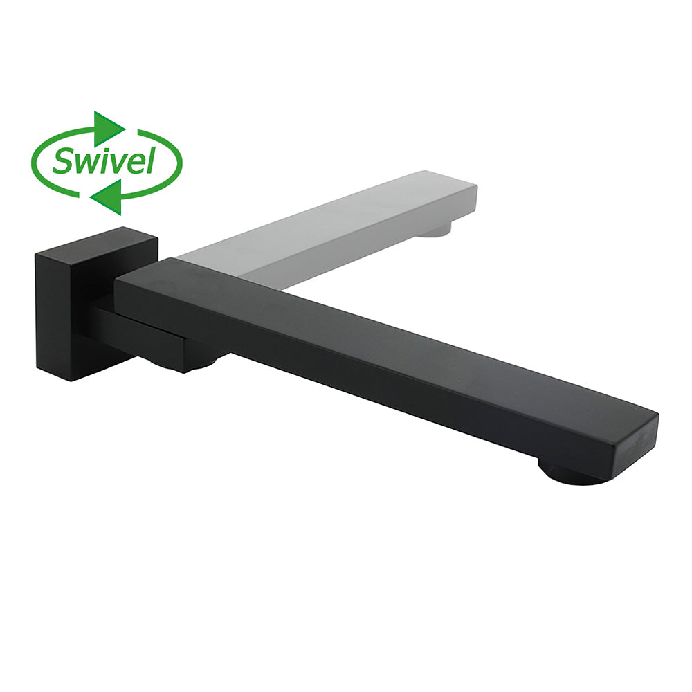 Matte Black Square Bathtub Faucet 180° Swivel Water Spout Outlet Basin Watermark
