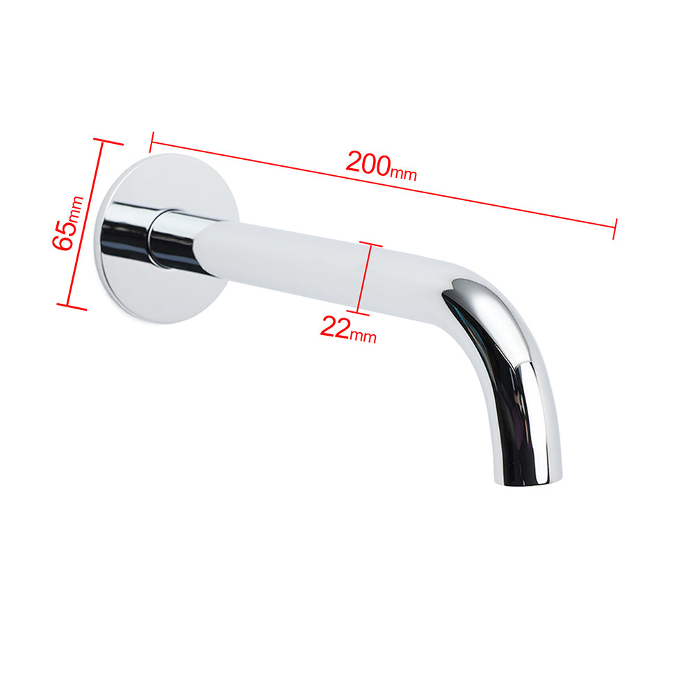 Polisehd Chrome Round 200mm Length Faucet Outlet Bath Tub Water Filler Spout Kit