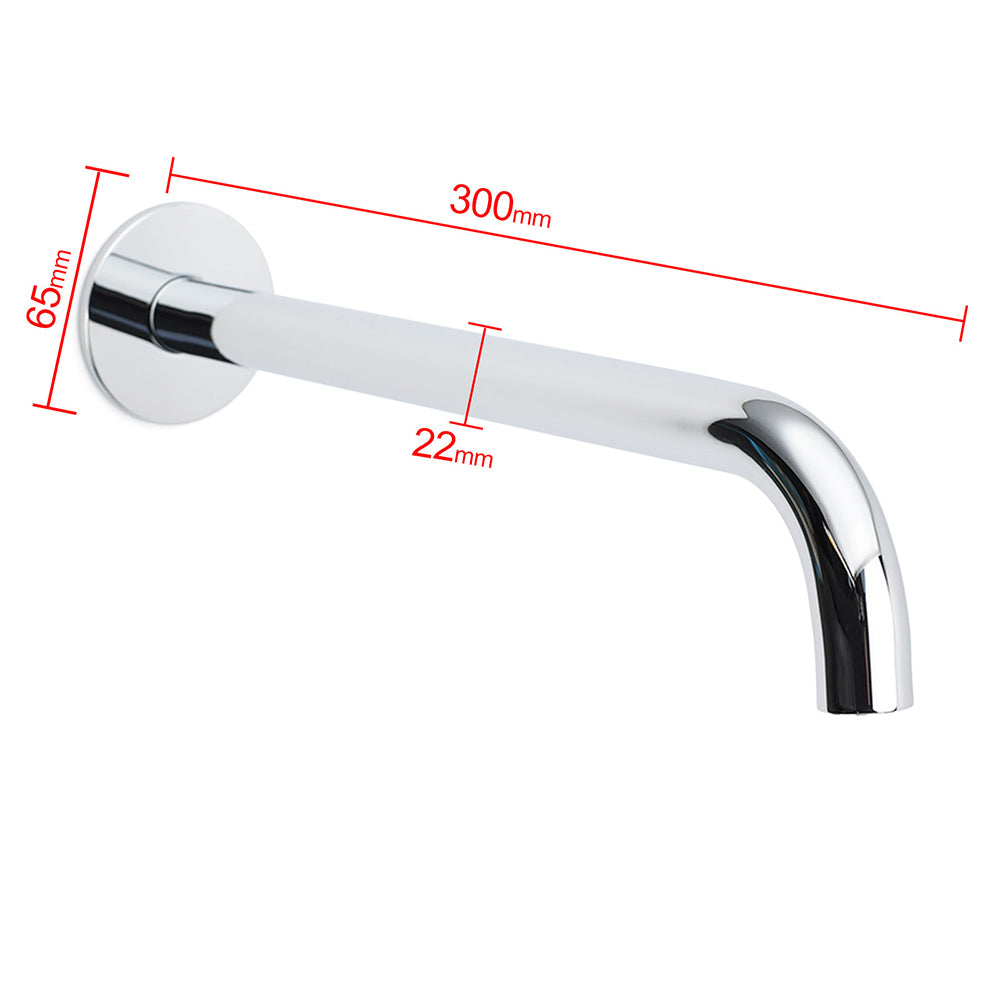 300mm Extra Long Wall Mounted Chrome Round Extention Bathtub Filler Spout Outlet