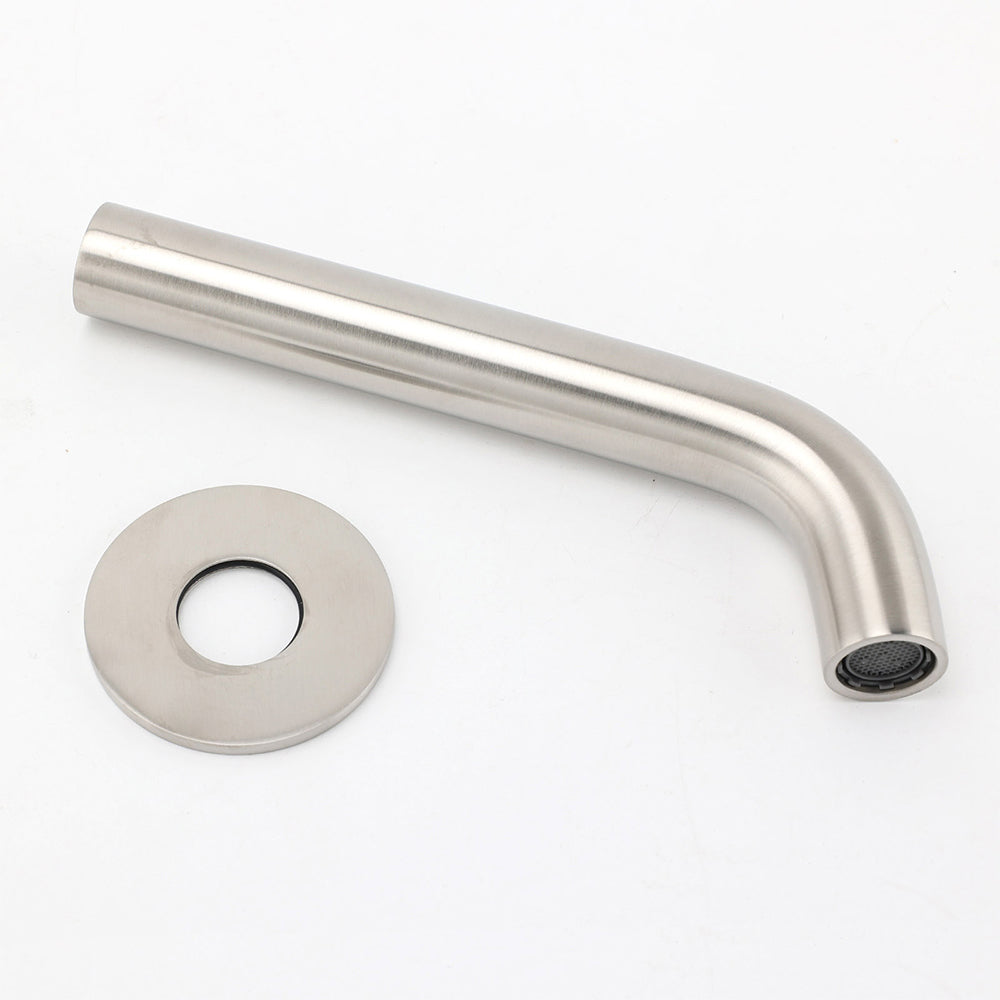 Brushed Nickel Round Curve Basin Bubble Faucet Water Outlet Bath Tub Wall Spout