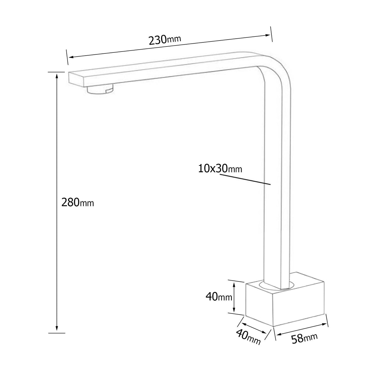 Black Gooseneck Arm High Rise Wall Mounted Bathtub Square Spout Water Outlet