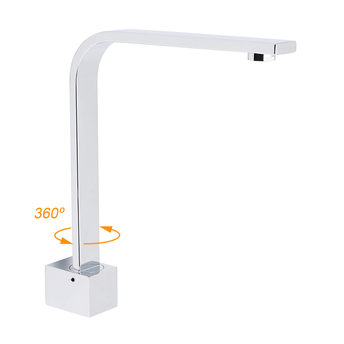 Square Chrome Gooseneck Arm Wall Mounted Swivel Bathtub Spout Faucet Outlet Set