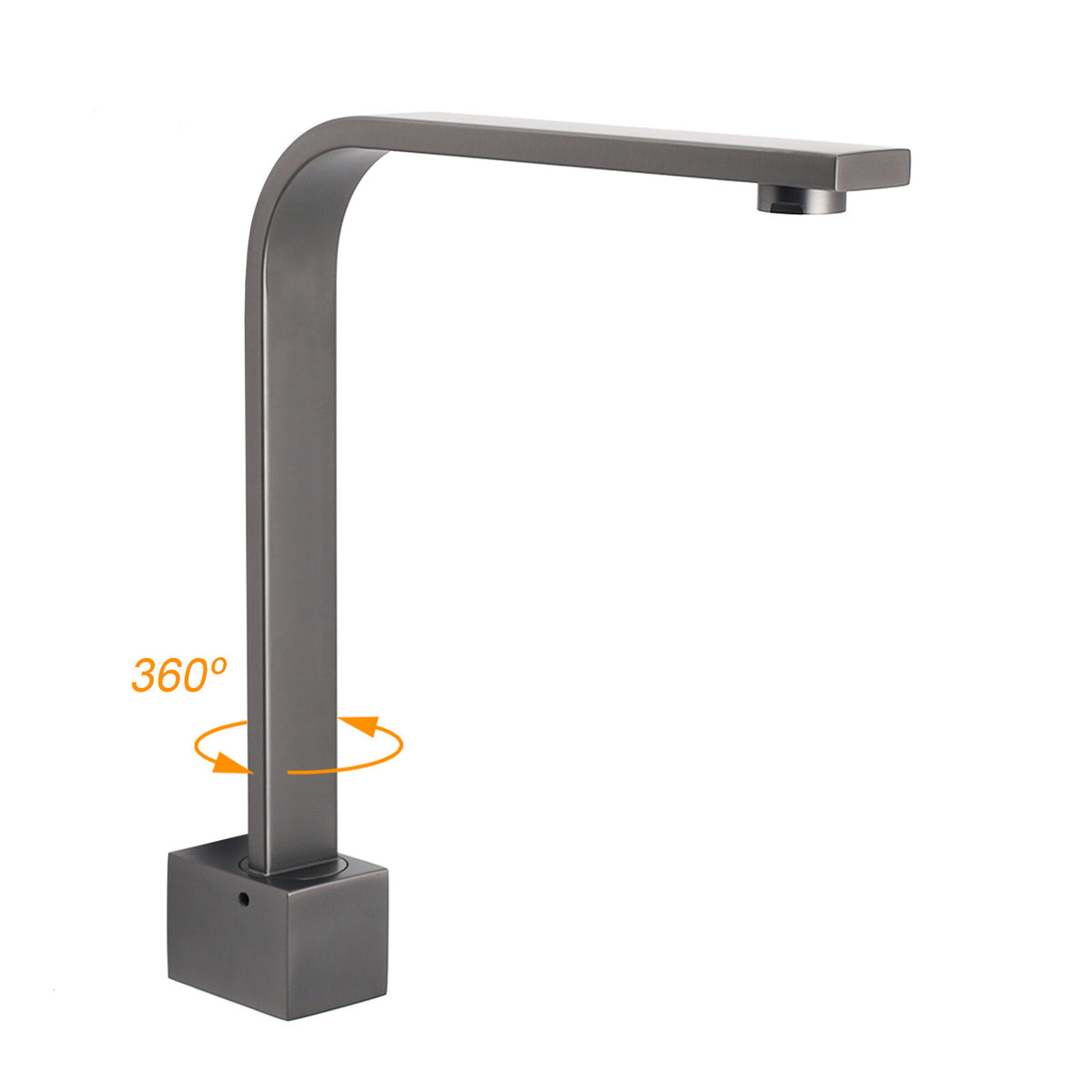Gun Metal Square Bathroom Swivel Spout Gooseneck Arm Bathtub Filler Tap Outlet