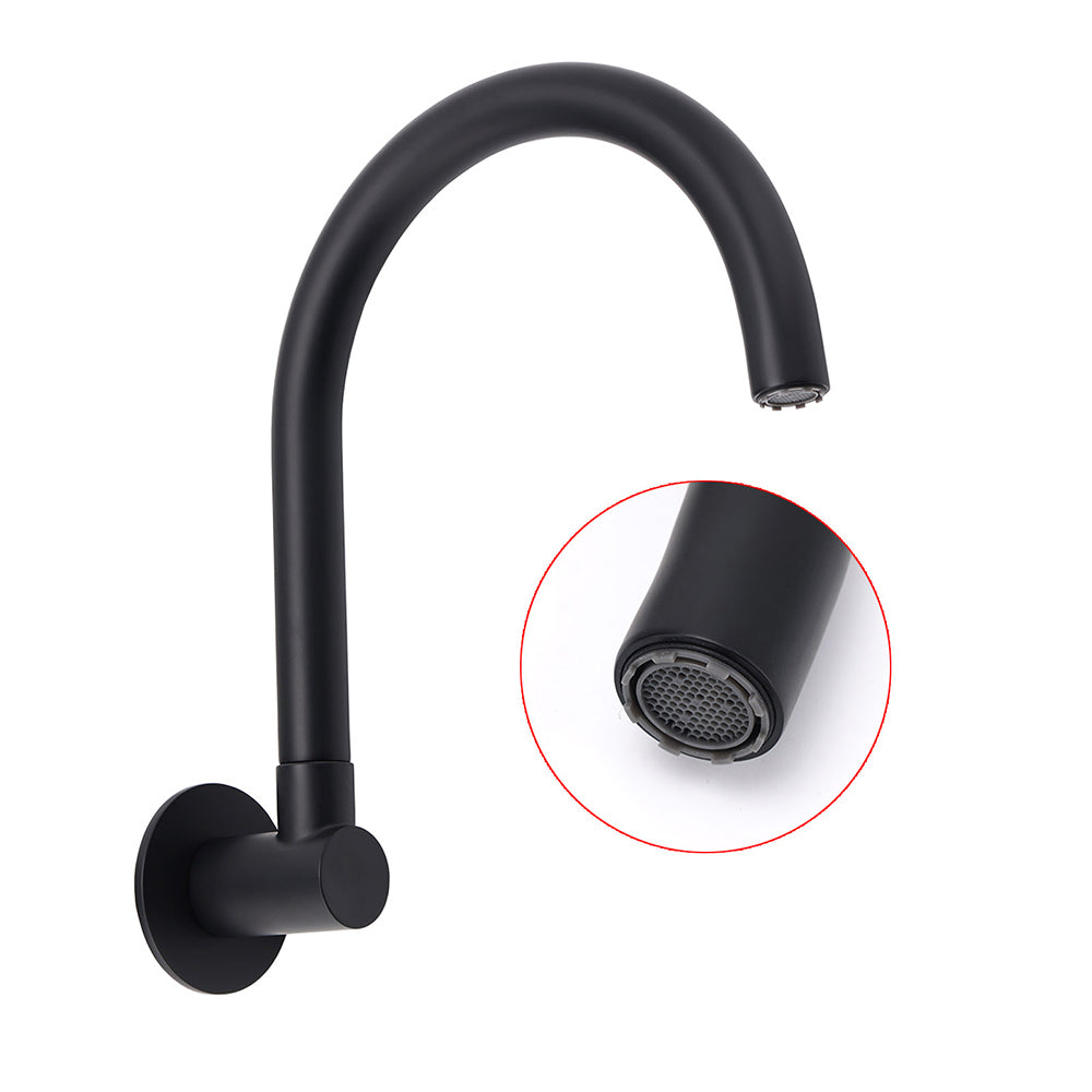 Matt Black Round Gooseneck Arm Faucet Outlet Wall Mounted Bath Tub Filler Spout