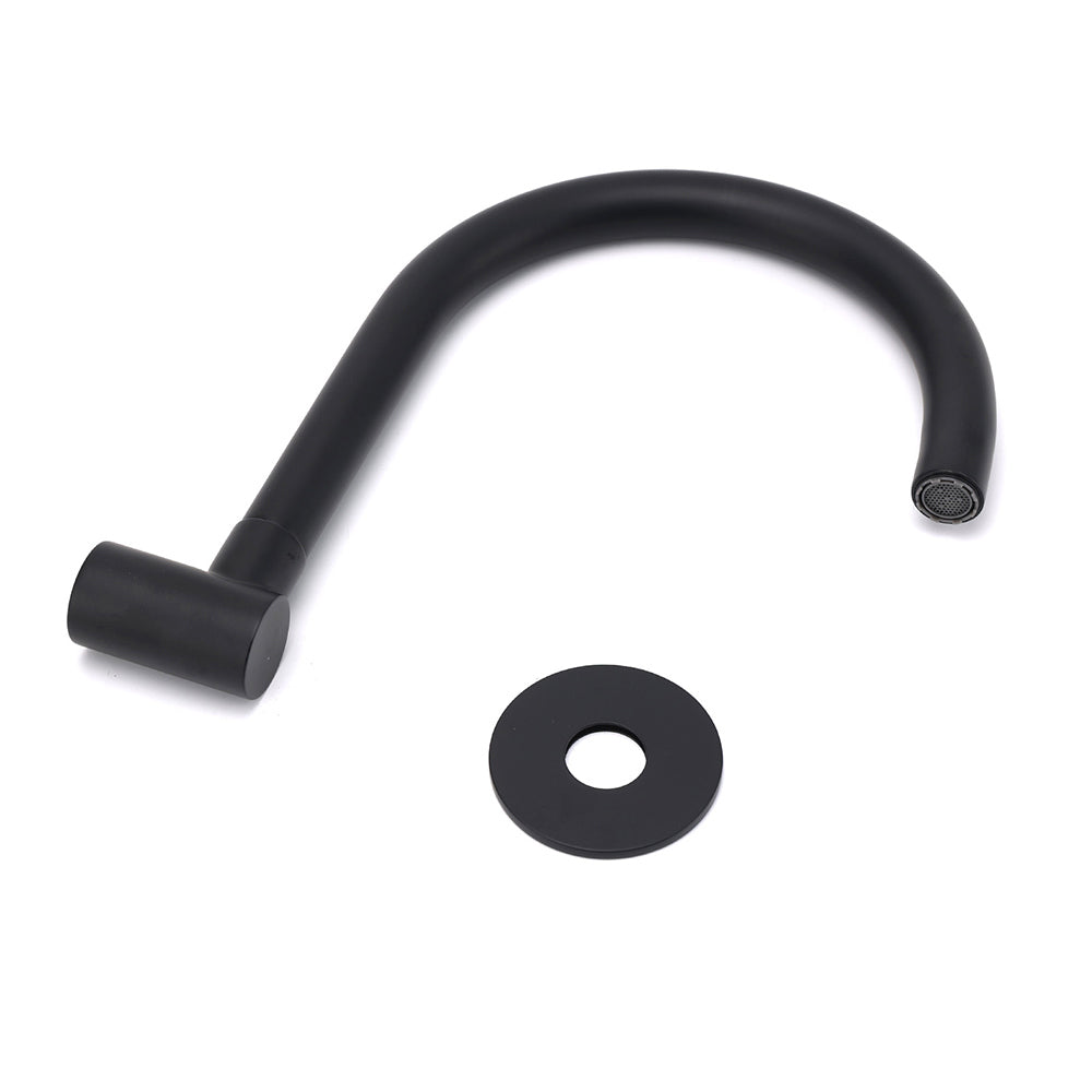 Matt Black Round Gooseneck Arm Faucet Outlet Wall Mounted Bath Tub Filler Spout