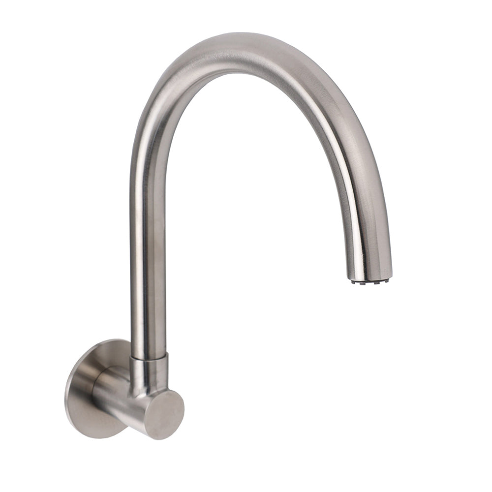 Brushed Nickel Round Gooseneck Arm Faucet Water Outlet Wall Mount Bathtub Spout