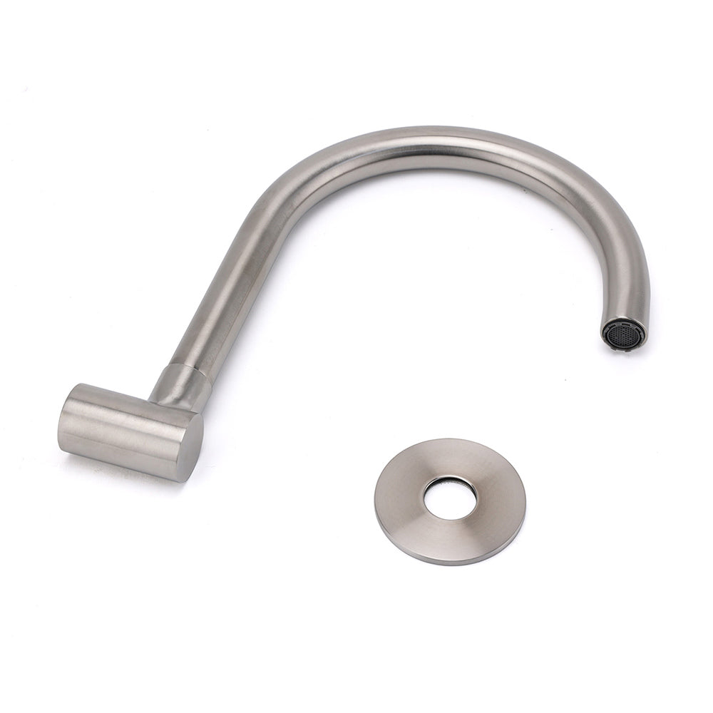 Brushed Nickel Round Gooseneck Arm Faucet Water Outlet Wall Mount Bathtub Spout