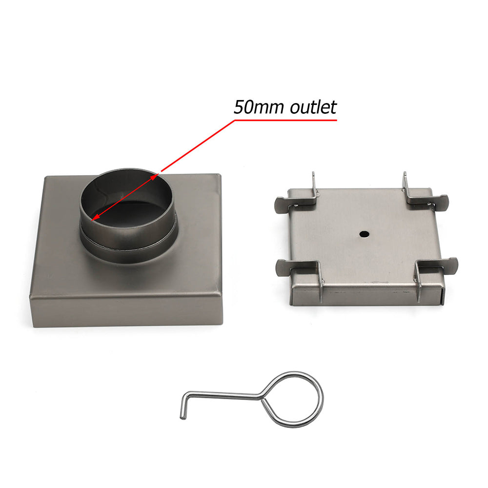 Gun Metal 100mm Square Tile Insert Floor Drain Small Shower Grate 50mm Waste Set