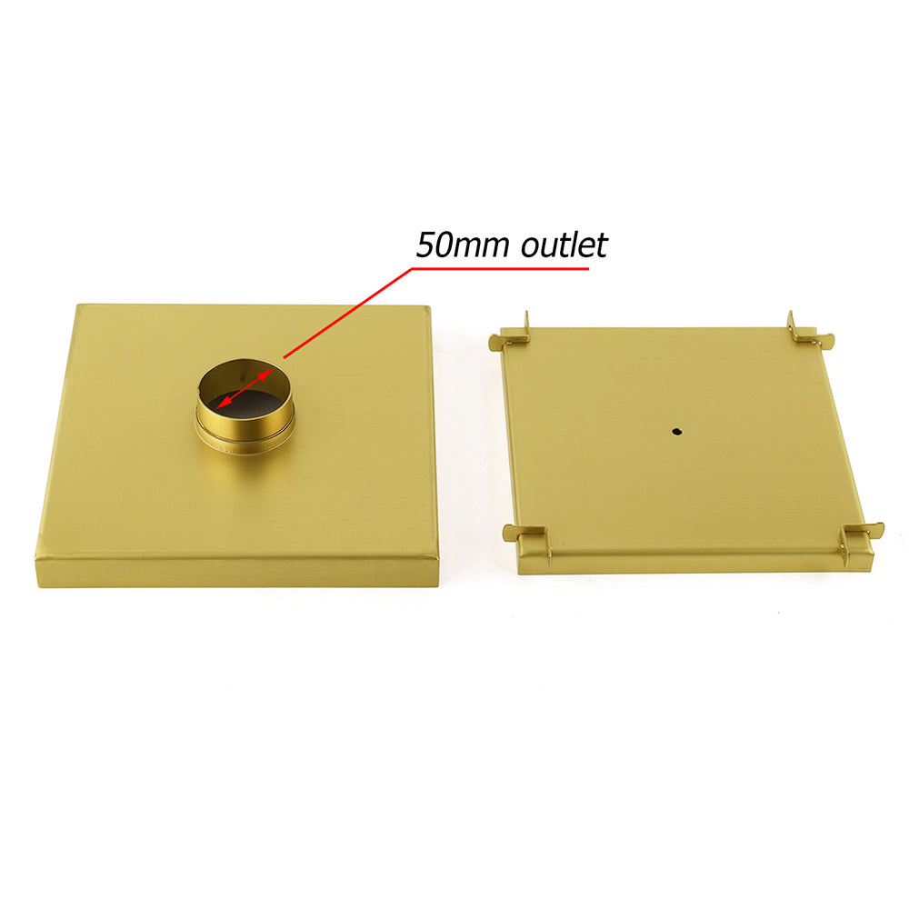 Brushed Gold Large 200mm Tile Insert Floor Drain Shower Grate 50mm Waste Outet
