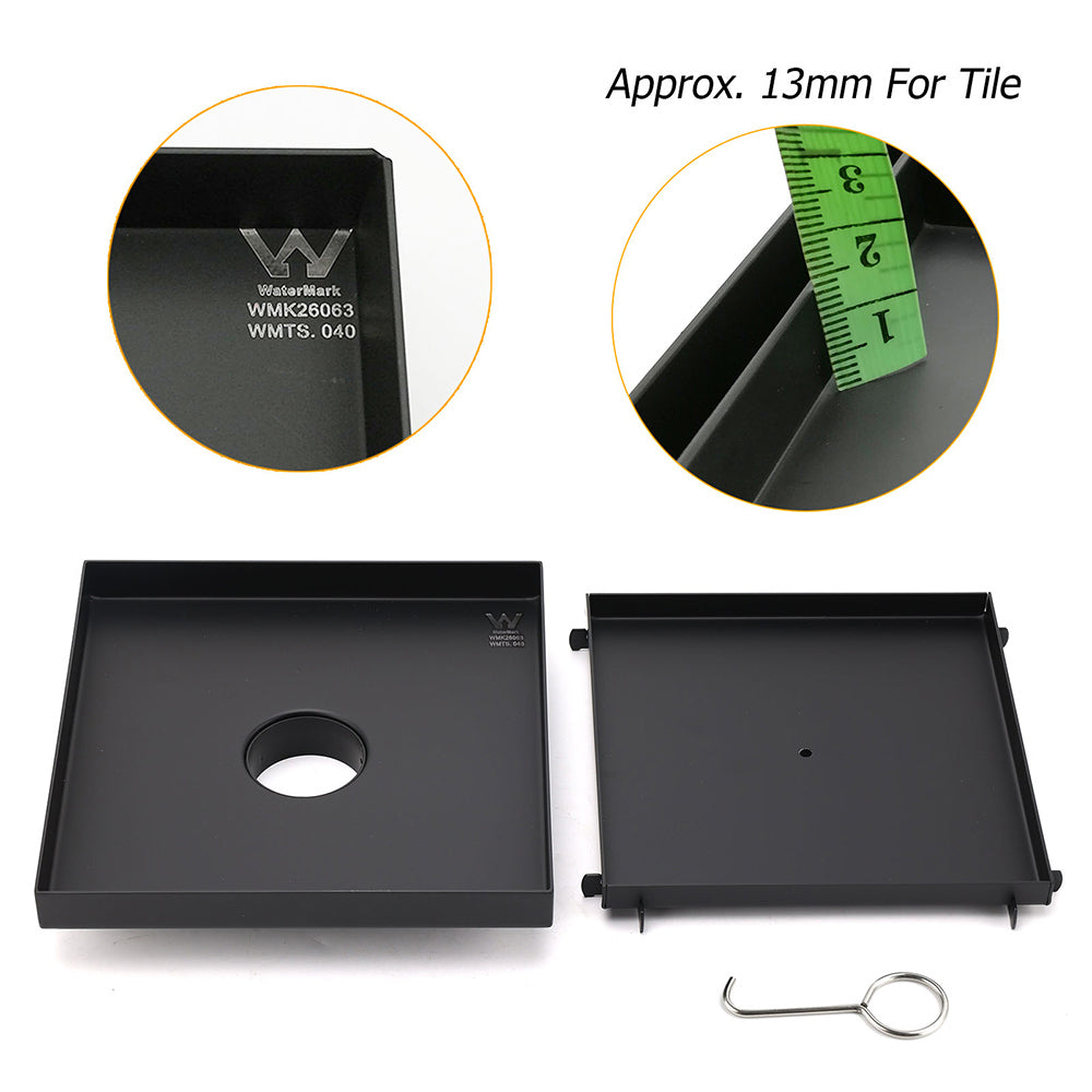 Matt Black Bathroom Big 200mm Tile Insert Floor Drain Shower Grate 50mm Outlet