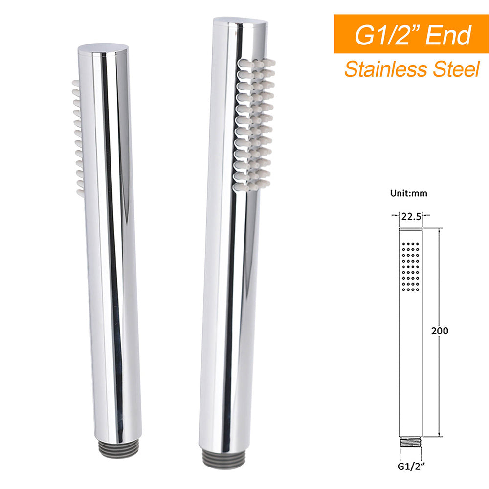 WELS Chrome Round Large 12" Rain Shower Head Single Mode Handheld Wall Arm Rail 2in1 Set