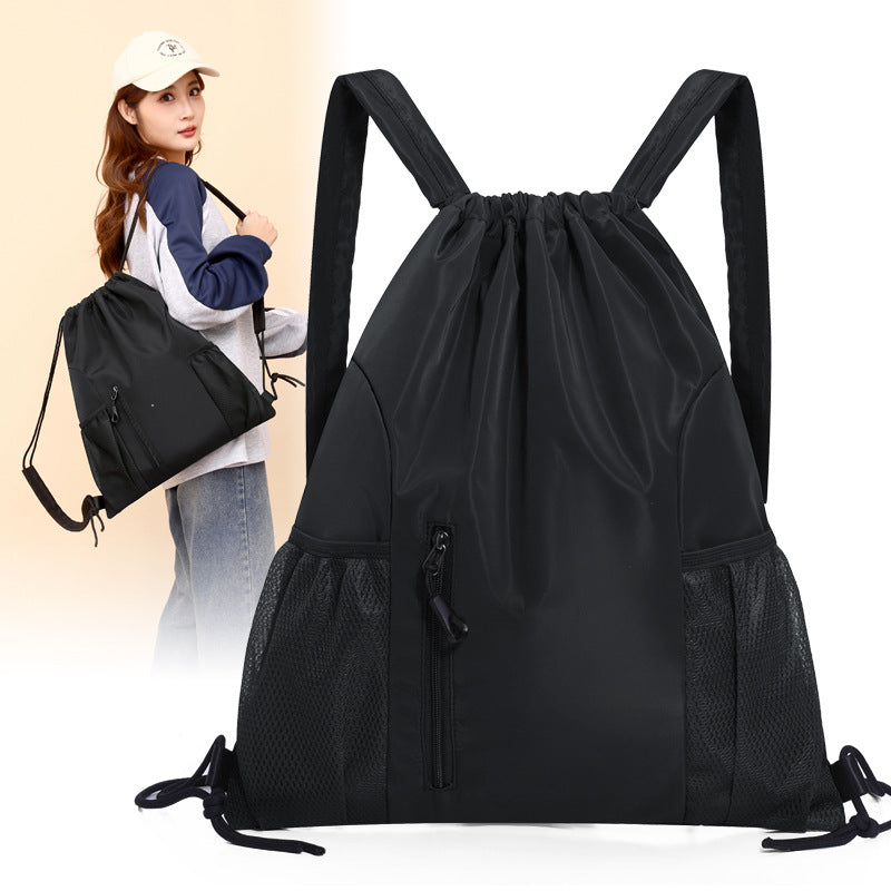 One-piece backpack - Drawstring backpack - Large capacity - Lightweight - Separate compartments for wet and dry items, sports backpack - Suitable for travel and fitness - Black