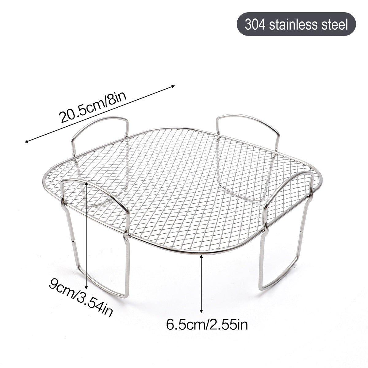 Square air fryer rack - Air fryer baking pan - Air fryer accessories - Stainless steel - 20 cm