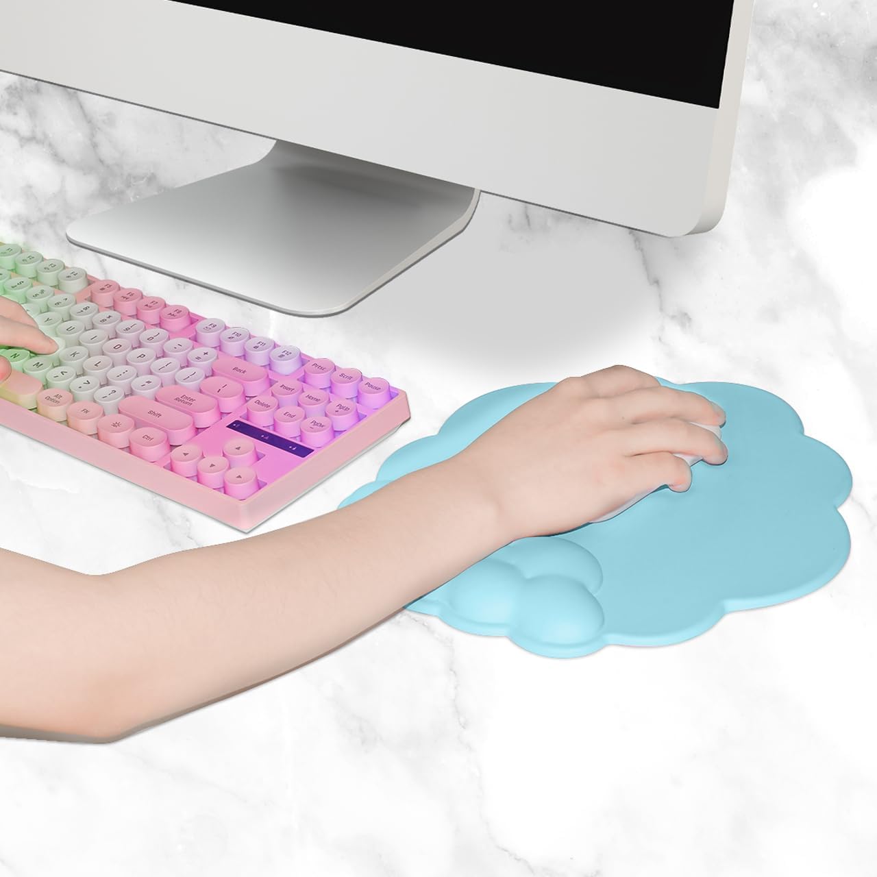 Mouse pad - Mouse pad with wrist rest - Ergonomic mouse pad - Mouse pad with leather surface, suitable for computers, laptops, office, home and travel, with non-slip bottom