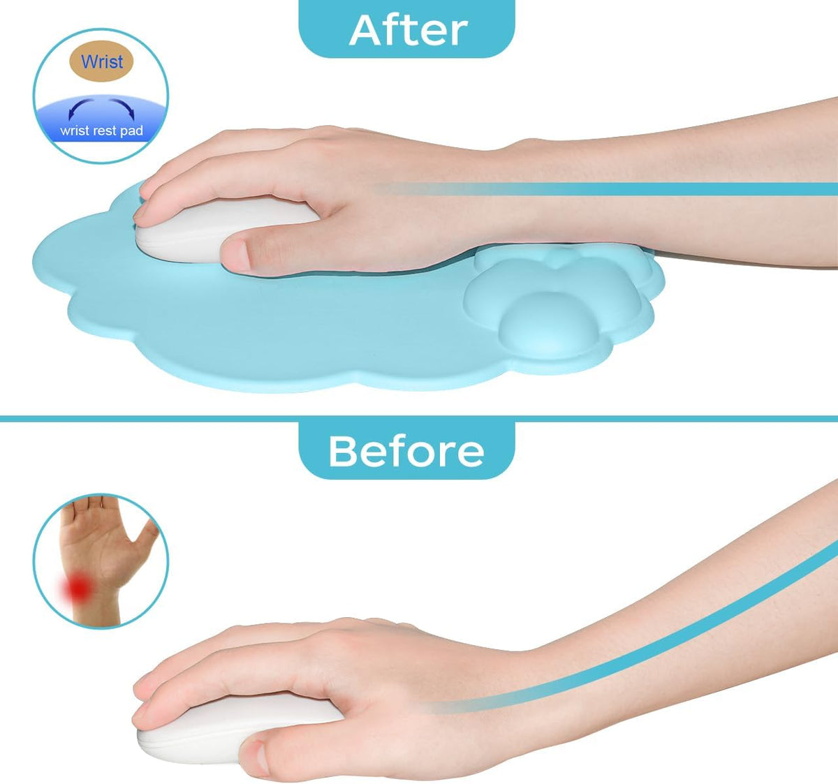 Mouse pad - Mouse pad with wrist rest - Ergonomic mouse pad - Mouse pad with leather surface, suitable for computers, laptops, office, home and travel, with non-slip bottom