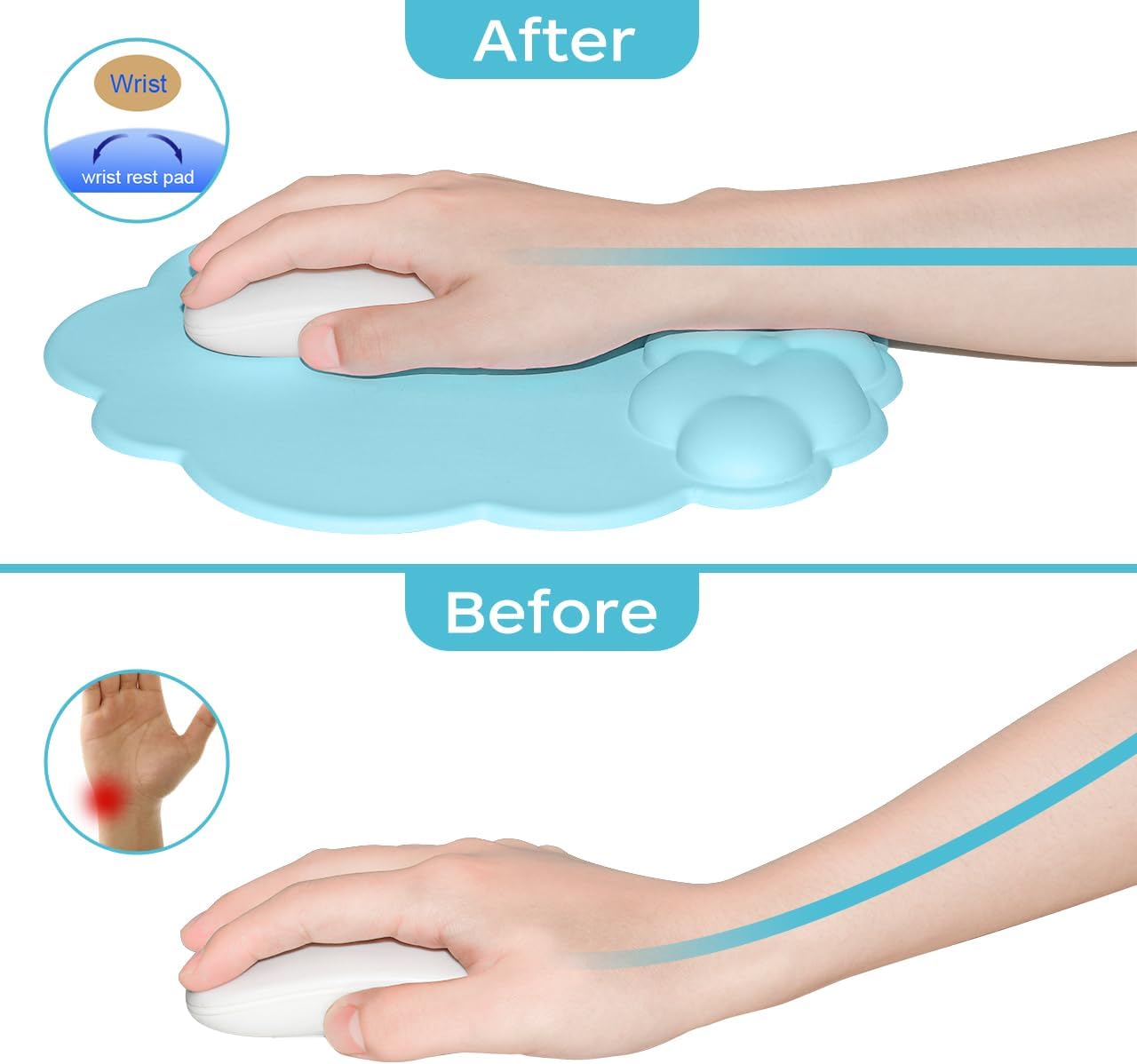 Mouse pad - Mouse pad with wrist rest - Ergonomic mouse pad - Mouse pad with leather surface, suitable for computers, laptops, office, home and travel, with non-slip bottom