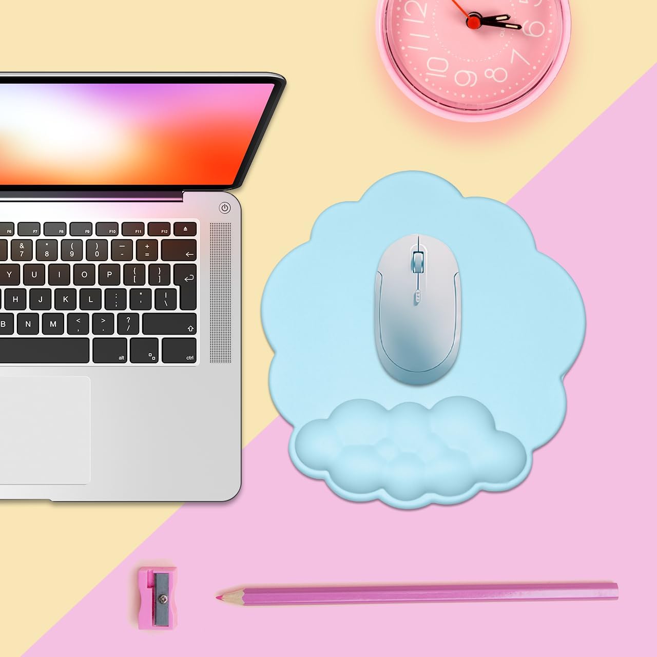 Mouse pad - Mouse pad with wrist rest - Ergonomic mouse pad - Mouse pad with leather surface, suitable for computers, laptops, office, home and travel, with non-slip bottom