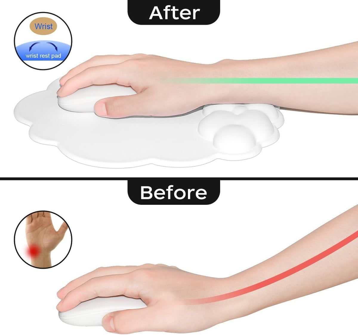 Mouse pad - Mouse pad with wrist rest - Ergonomic mouse pad - Mouse pad with leather surface, suitable for computers, laptops, office, home and travel, with non-slip bottom