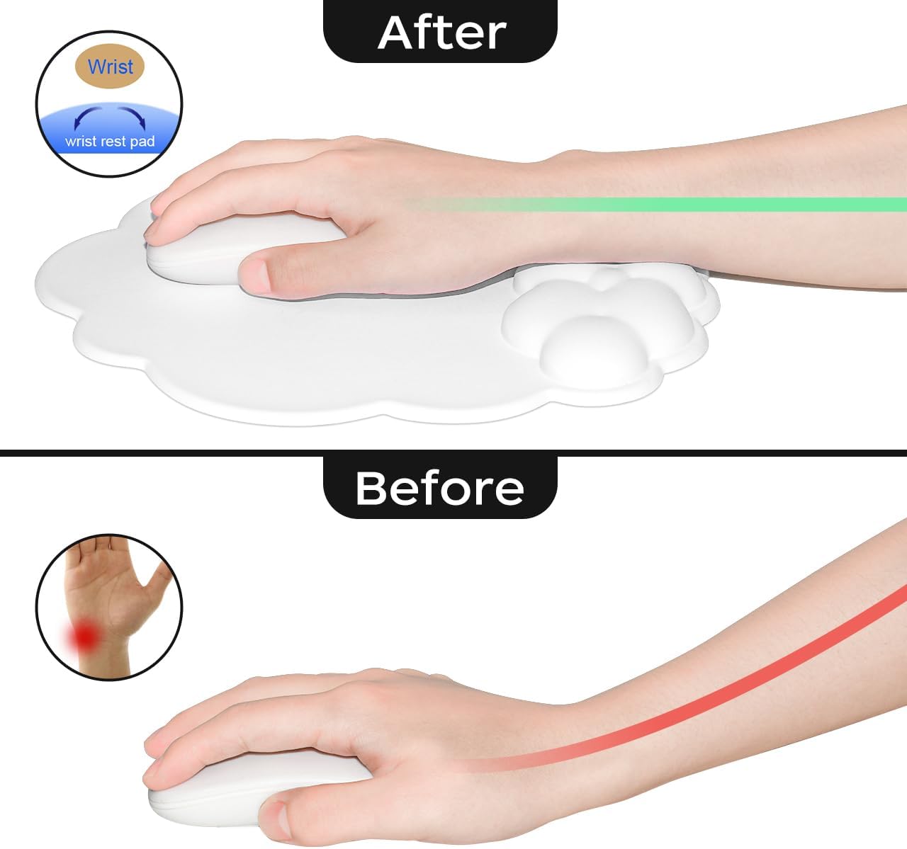 Mouse pad - Mouse pad with wrist rest - Ergonomic mouse pad - Mouse pad with leather surface, suitable for computers, laptops, office, home and travel, with non-slip bottom