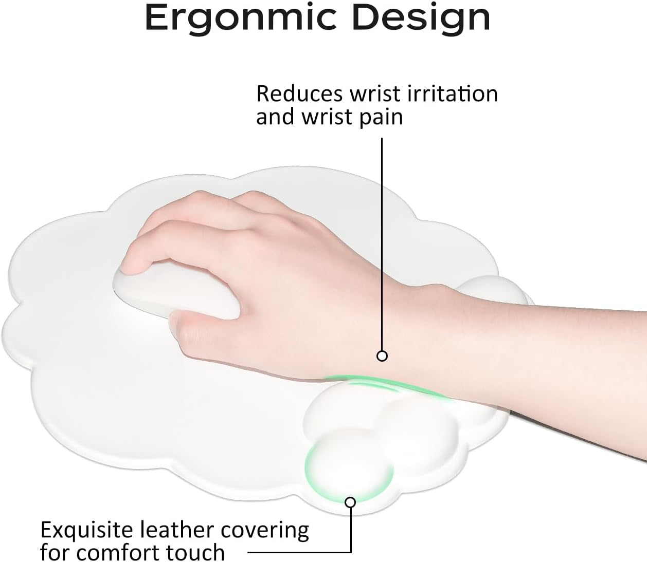 Mouse pad - Mouse pad with wrist rest - Ergonomic mouse pad - Mouse pad with leather surface, suitable for computers, laptops, office, home and travel, with non-slip bottom