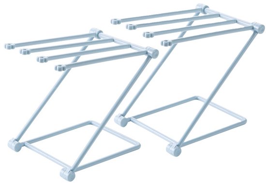 Kitchen towel rack - space-saving - foldable rack - with 4 supports, corrosion-resistant, suitable for storing dishcloths, cups and baby bottles - PP material (blue)