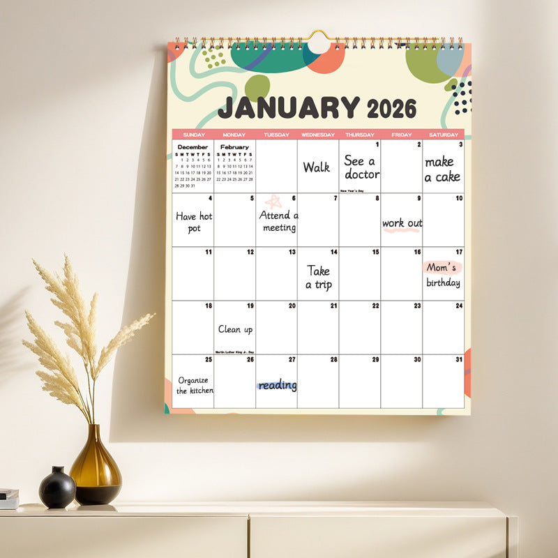 Calendar 2026 - Hangable 12 Months - Calendar - With wire-o-binding - Yearly calendar - Monthly planner - Wall calendar - 37 x 30cm