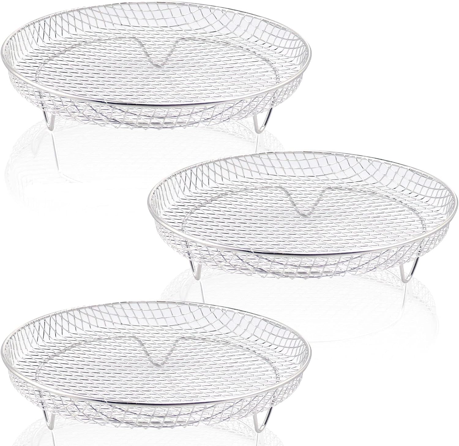 Multi-layer air fryer rack (3 round layers) - Air fryer baking pan - Air fryer grid - 304 stainless steel - Safe to use in air fryers, steam ovens, regular ovens and dishwashers