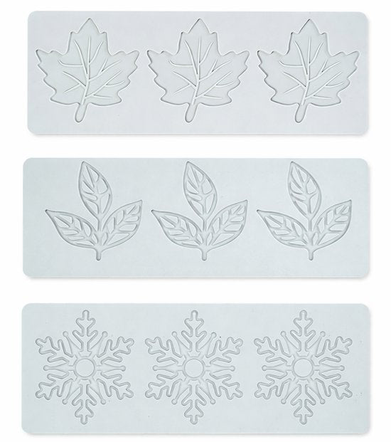 Baking Molds (3-Piece Set) - Silicone Baking Molds - Three Different Shapes - Maple Leaf, Clover, and Snowflake Patterns - Suitable for baking chocolate, candy, and cupcakes, this is a handy tool for creating fun homemade desserts