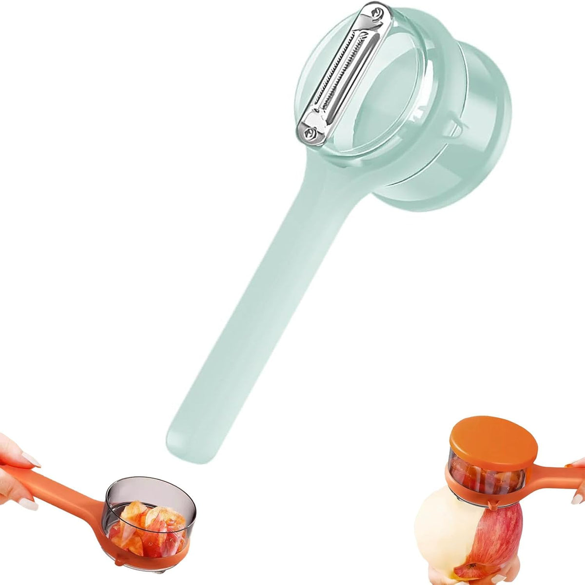 Vegetable Peeler - Fruit and Vegetable Peeler - with Storage Box - Safe and Efficient - Double-Sided Sharp Stainless Steel Blades - Easy to Clean - Process Fruits and Vegetables Easily and Conveniently - Set of 2 (Green)