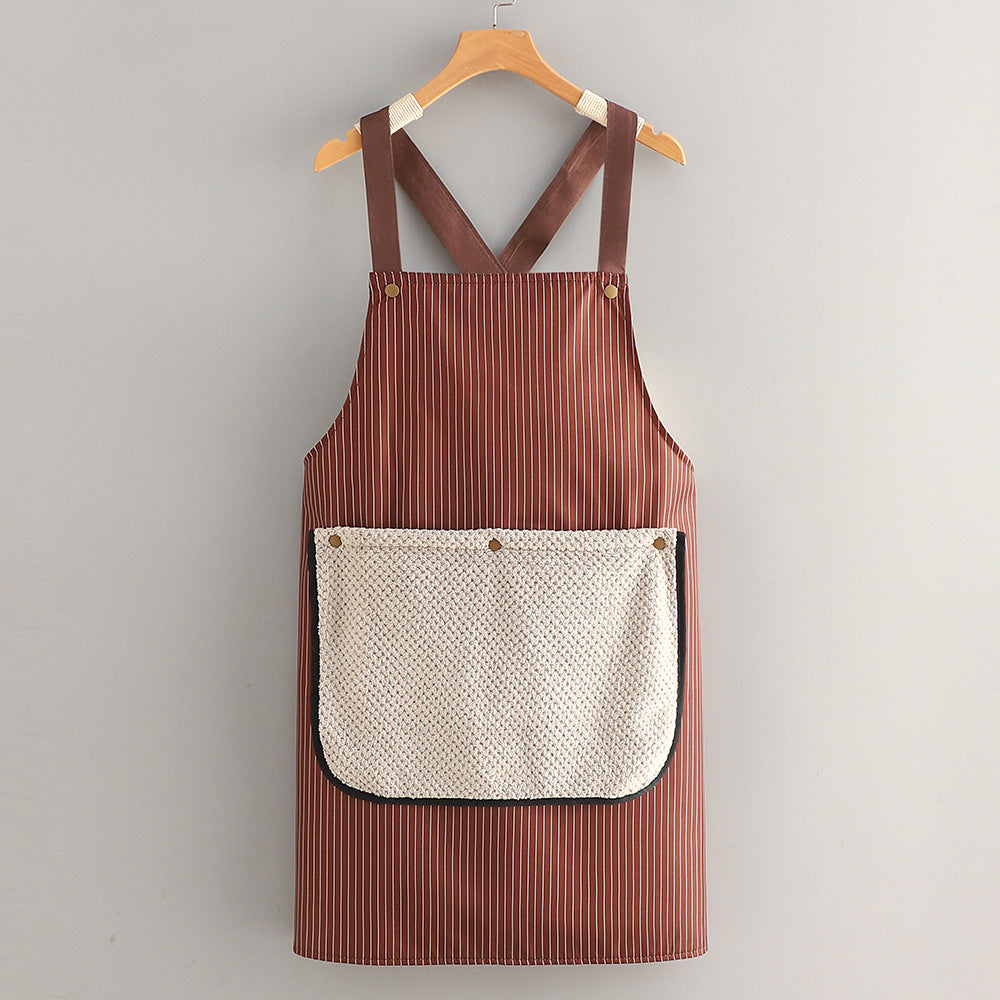 Apron - Kitchen Apron - Waterproof and Stain Resistant - Professional Cooking Apron - With Pockets and Removable Towels - Apron for Women and Men - Coffee Brown