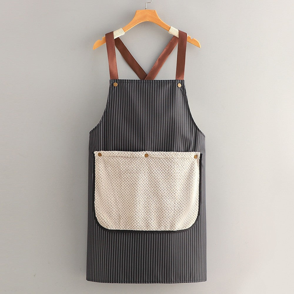 Apron - Kitchen Apron - Waterproof and Stain Resistant - Professional Cooking Apron - With Pockets and Removable Towels - Apron for Women and Men - Black