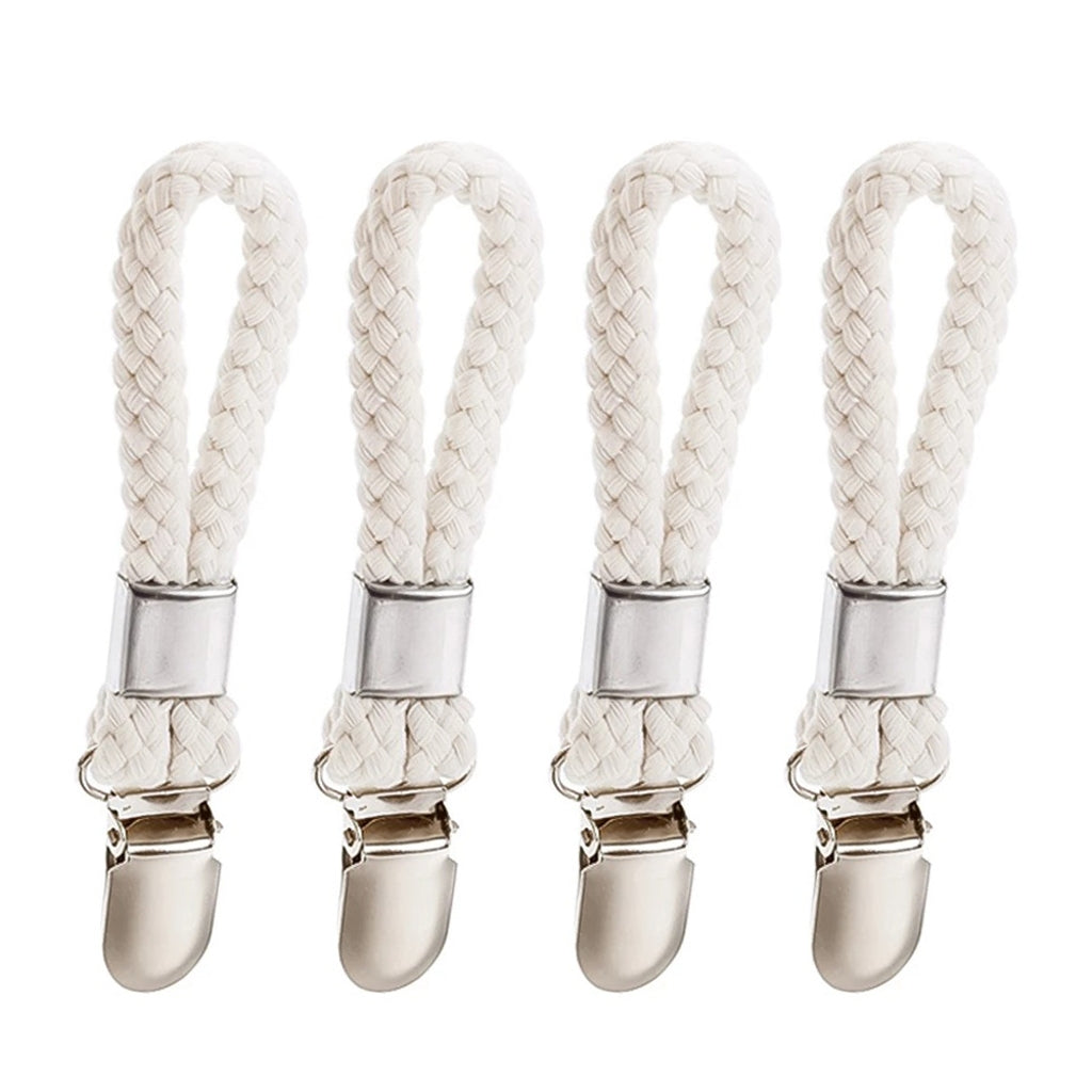 4pcs Braided Cotton Loop Metal Towel Clip Household Organization Accessories for Home Bedroom Dorm Organize Rack