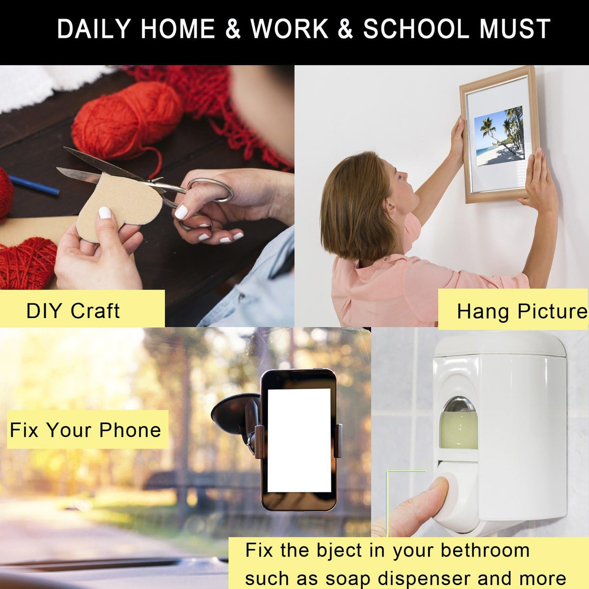 Double-sided foam pads, 50 pcs Double-sided adhesive foam pads Strong mounting tape, square and round, white and black