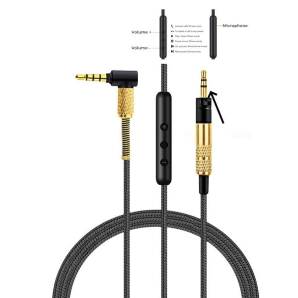 2.5mm to 3.5mm Headphone Cable for Momentum Over Ear 1/2/3 Headphone Cord Durable Wire with Volume Control and Microphone