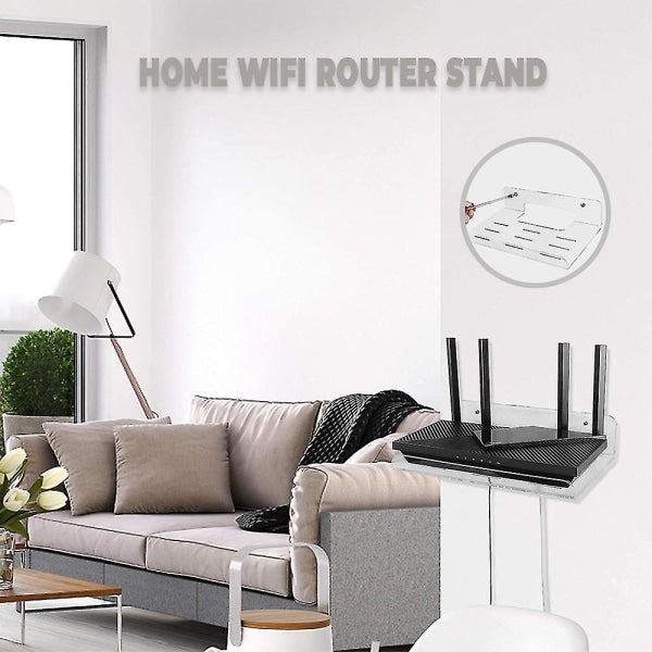 Wifi Router Shelf Wall Mounted Acrylic With Heat Sink For Home_max