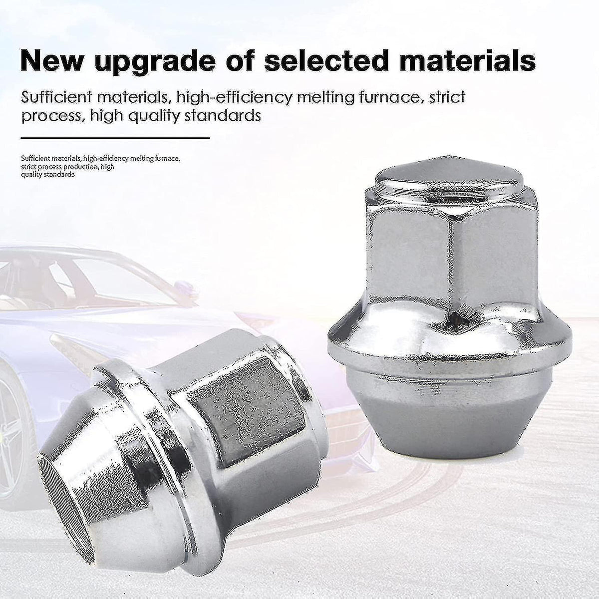 Aluminum Wheel Nuts. M12 X 1.5 Conical 19mm Hex Replacement for Ford Alloy Wheels (Silver)