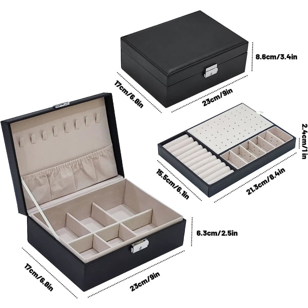 Jewelry Box Jewelry PU Leather Storage Box (Black)