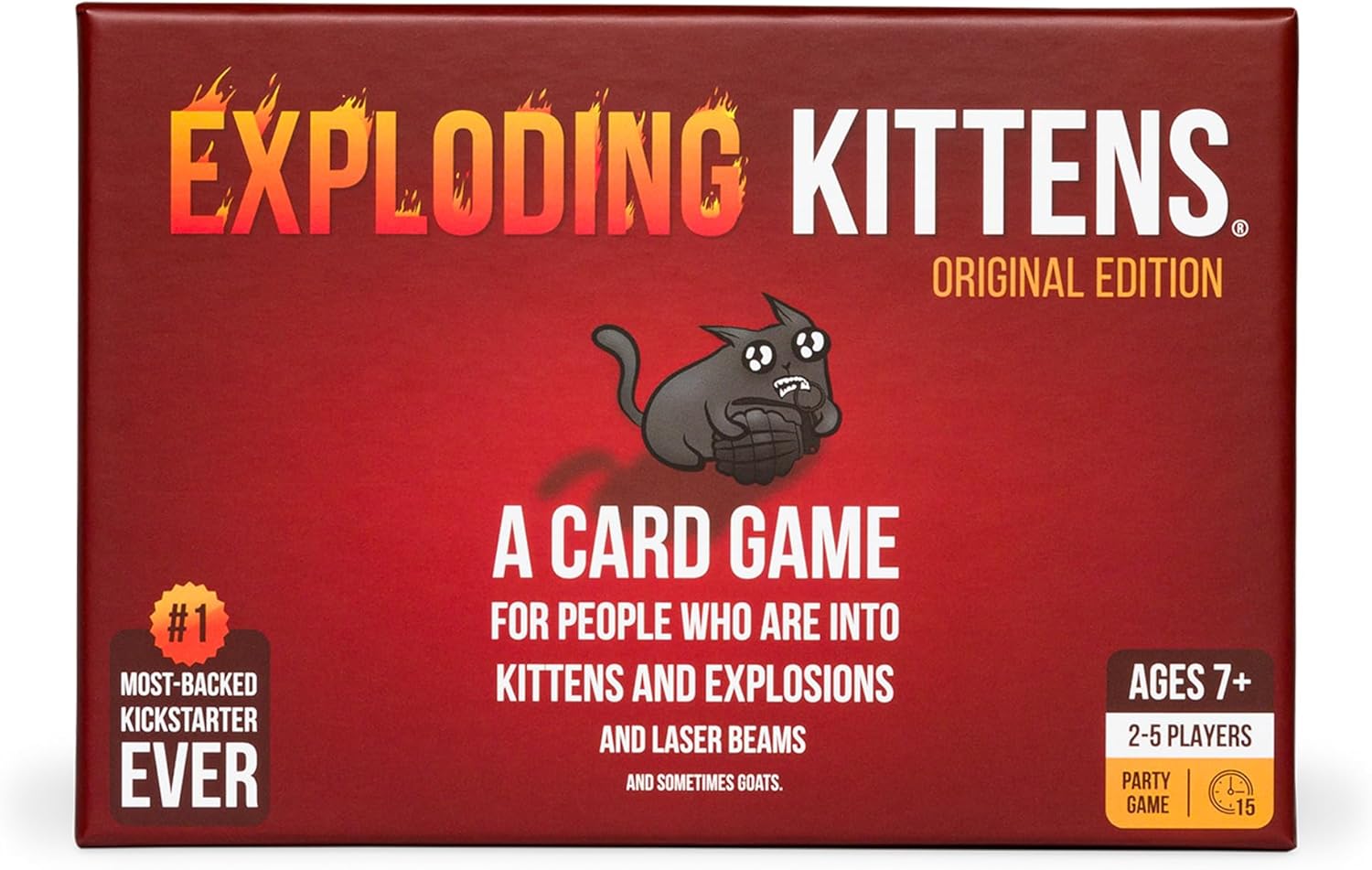 Exploding Kittens Original Edition - A fun game for family game nights - Fun card games for ages 7 and up - 2-5 players - 15 minute playtime