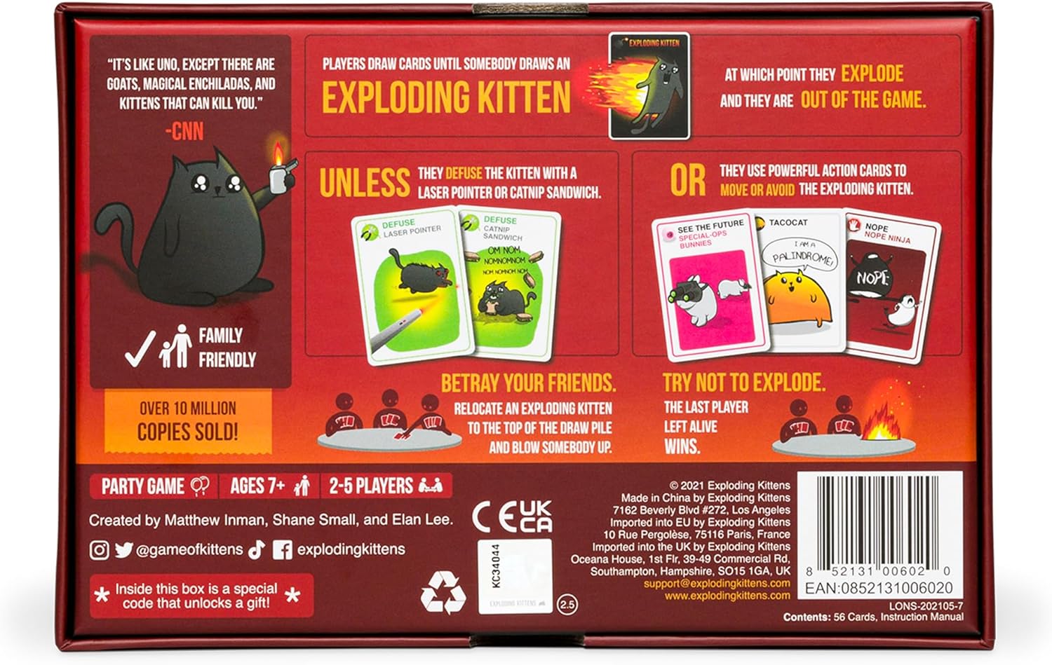 Exploding Kittens Original Edition - A fun game for family game nights - Fun card games for ages 7 and up - 2-5 players - 15 minute playtime