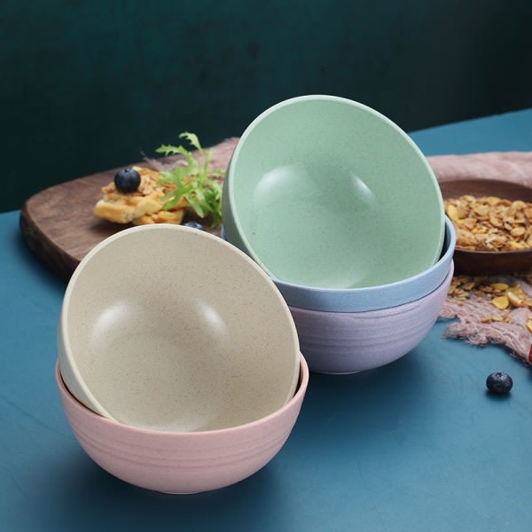 5-Pack Large Reusable Pasta Bowls, 710ml Unbreakable Plastic, Lightweight Soup Bowls for Rice, Salad, Noodles, Soup, Salad (Cream White)