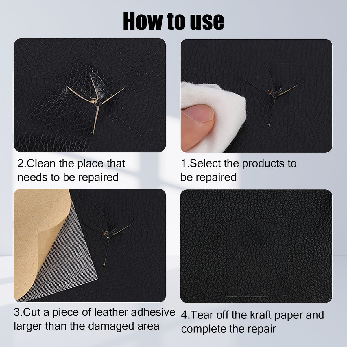 INF Self-Adhesive Repair Patch Faux Leather 50x138 cm Black