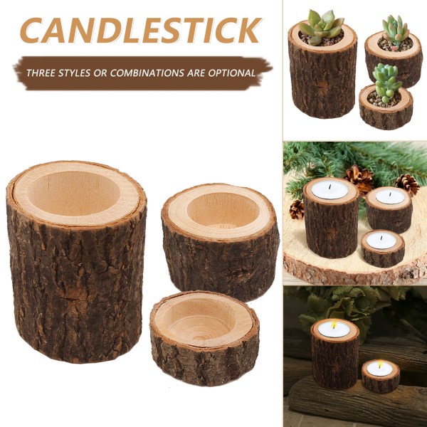 Wooden Candle Holder Rustic For Home Wedding Creative Decoration Comb