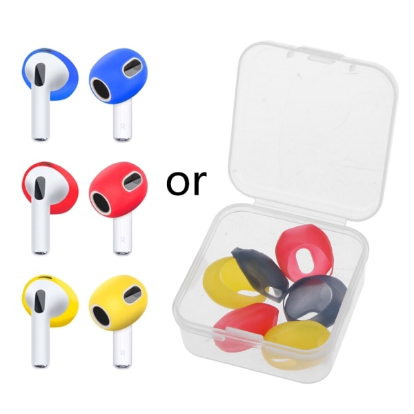 sets of earplugs for Airpods Pods 3 silicone ear caps Bluetooth compatible headphones Earplugs Ear cushions Ultra-thin anti-slip Blue red yellow Blue red yellow