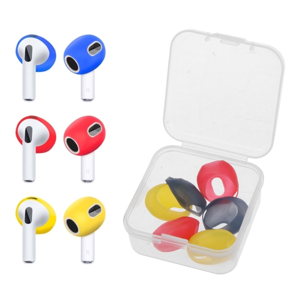 sets of earplugs for Airpods Pods 3 silicone ear caps Bluetooth compatible headphones Earplugs Ear cushions Ultra-thin anti-slip Blue red yellow Blue red yellow