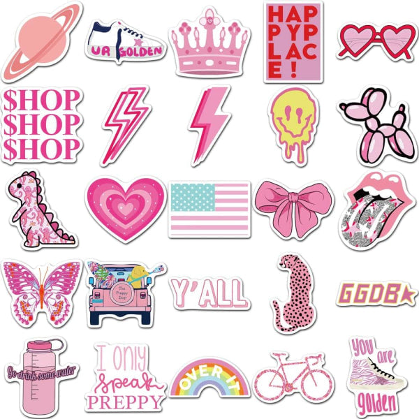 Preppy Stickers Pink Animal Stickers Luggage Skateboard Fridge Mobile Phone Computer Skateboard Water Bottle Suitcase Car Stickers 50 pcs_max