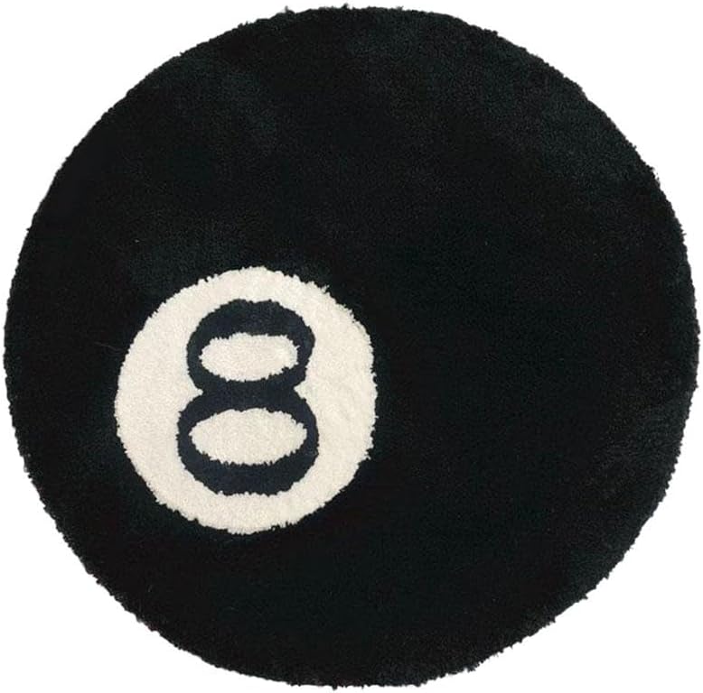 Black Carpet, Billiard Ball Mat, 8-Ball Soft &amp; Fluffy Black Carpet Bedroom Decoration, Black Circle Carpet for Living Room Home Decor 80*80