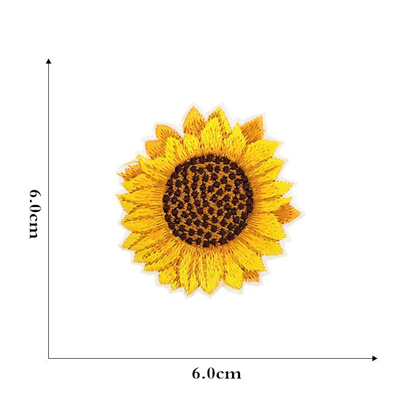 12 Pieces Embroidered Patches Iron-on Fabric Sew-on Patch Floral Pattern Mini Sunflower Embroidered Patches for Clothes Jeans Hat Backpacks