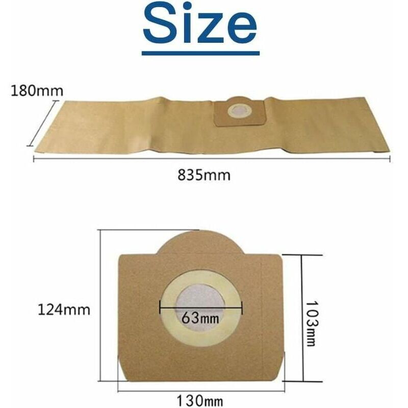 Karcher WD3 Vacuum Cleaner Bags, 5-pack straight vacuum cleaner bags for Karcher WD3, WD 3 Premium, WD3200, WD3500P, A2204, A2204, A2534, SE4001..